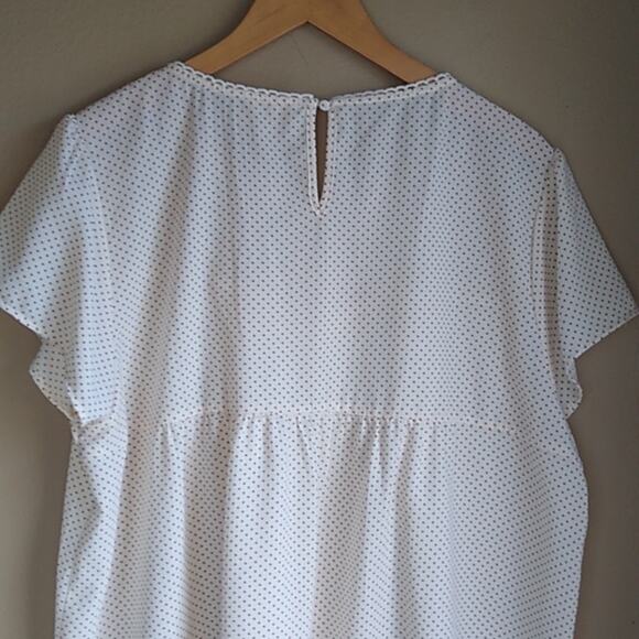 Perch by Blue Pepper polka Dot Flutter cap sleeve clean casual classic Blouse 2x - Picture 8 of 9